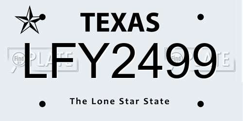 LFY2499 Texas License Plate
