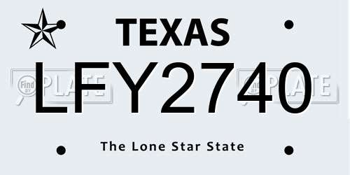 LFY2740 Texas License Plate