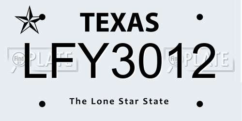 LFY3012 Texas License Plate