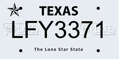 LFY3371 Texas License Plate