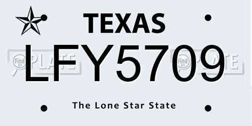 LFY5709 Texas License Plate