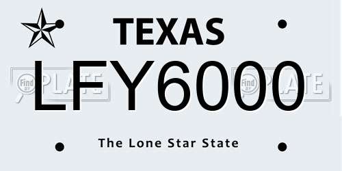 LFY6000 Texas License Plate
