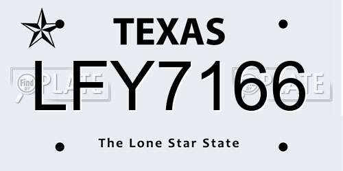 LFY7166 Texas License Plate