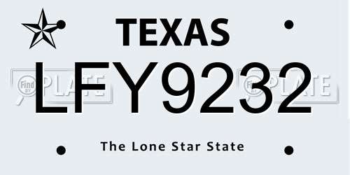 LFY9232 Texas License Plate