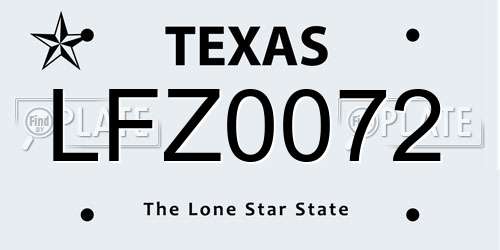 LFZ0072 Texas License Plate