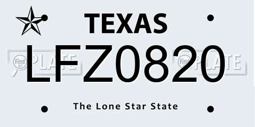 LFZ0820 Texas License Plate