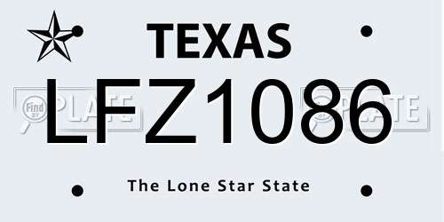 LFZ1086 Texas License Plate