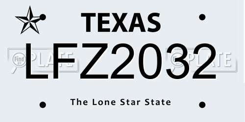 LFZ2032 Texas License Plate
