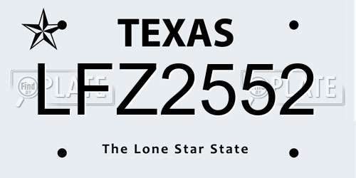 LFZ2552 Texas License Plate
