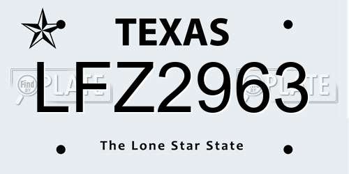 LFZ2963 Texas License Plate