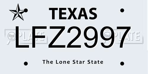 LFZ2997 Texas License Plate