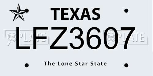 LFZ3607 Texas License Plate