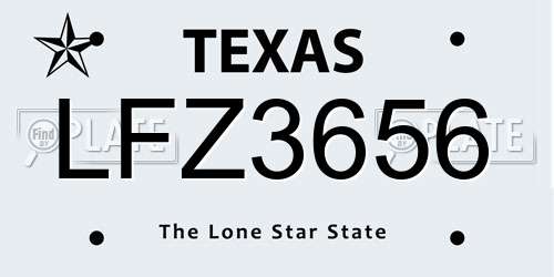 LFZ3656 Texas License Plate