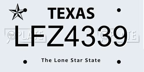 LFZ4339 Texas License Plate