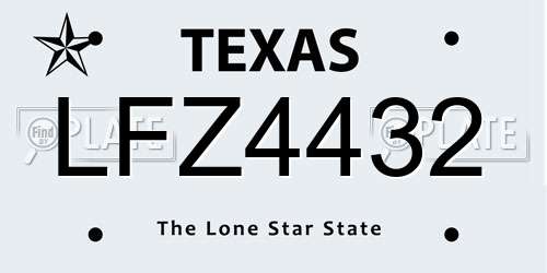 LFZ4432 Texas License Plate