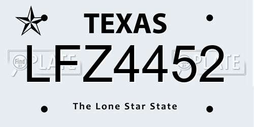 LFZ4452 Texas License Plate