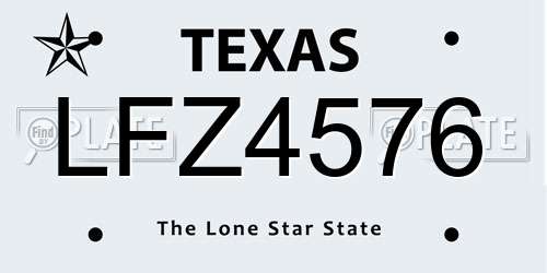 LFZ4576 Texas License Plate