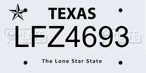 LFZ4693 Texas License Plate