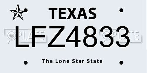 LFZ4833 Texas License Plate