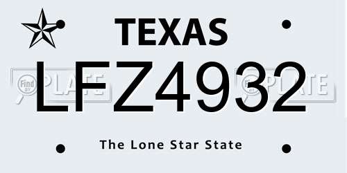 LFZ4932 Texas License Plate