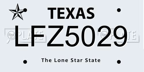 LFZ5029 Texas License Plate