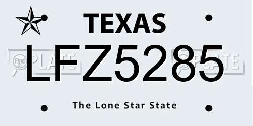 LFZ5285 Texas License Plate