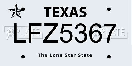 LFZ5367 Texas License Plate