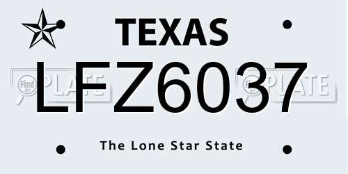 LFZ6037 Texas License Plate