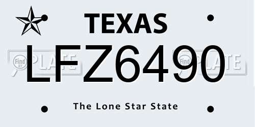LFZ6490 Texas License Plate