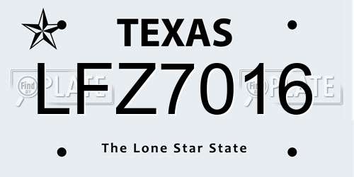 LFZ7016 Texas License Plate