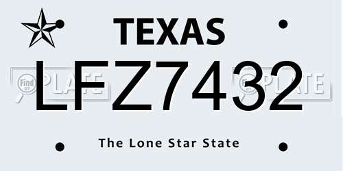 LFZ7432 Texas License Plate