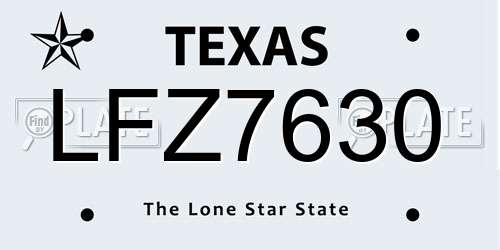LFZ7630 Texas License Plate