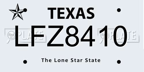 LFZ8410 Texas License Plate