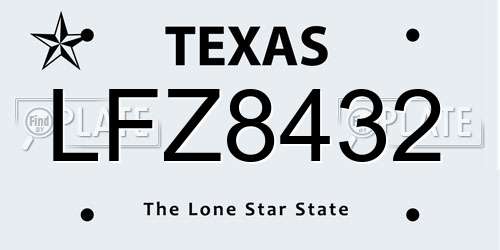 LFZ8432 Texas License Plate