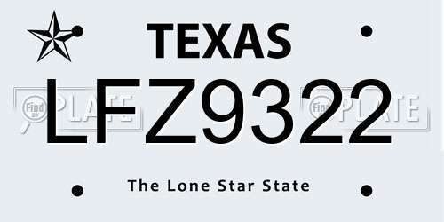 LFZ9322 Texas License Plate