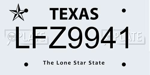 LFZ9941 Texas License Plate