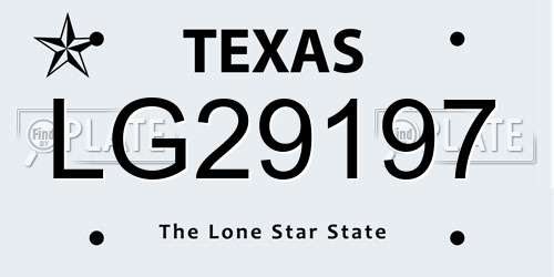 LG29197 Texas License Plate