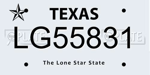 LG55831 Texas License Plate