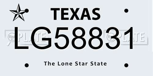 LG58831 Texas License Plate