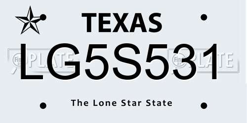 LG5S531 Texas License Plate