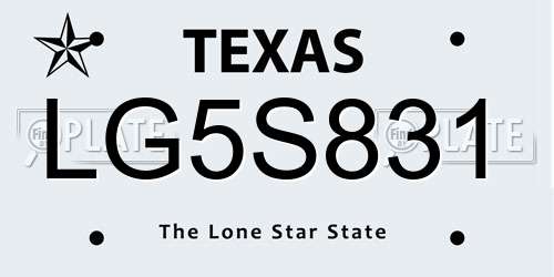 LG5S831 Texas License Plate