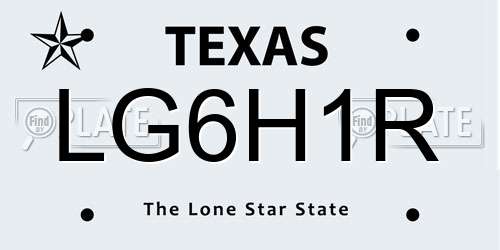 LG6H1R Texas License Plate