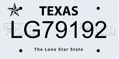 LG79192 Texas License Plate
