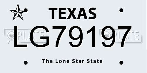LG79197 Texas License Plate
