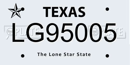LG95005 Texas License Plate