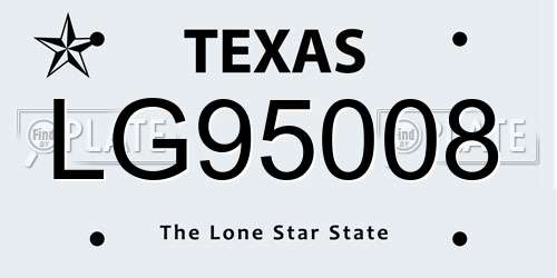 LG95008 Texas License Plate