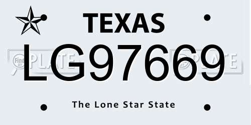 LG97669 Texas License Plate