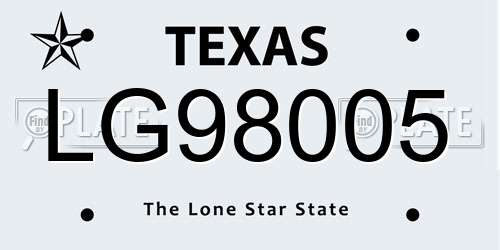 LG98005 Texas License Plate