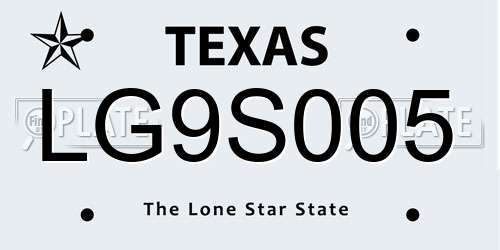 LG9S005 Texas License Plate