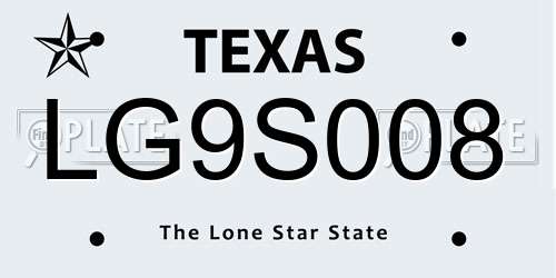 LG9S008 Texas License Plate